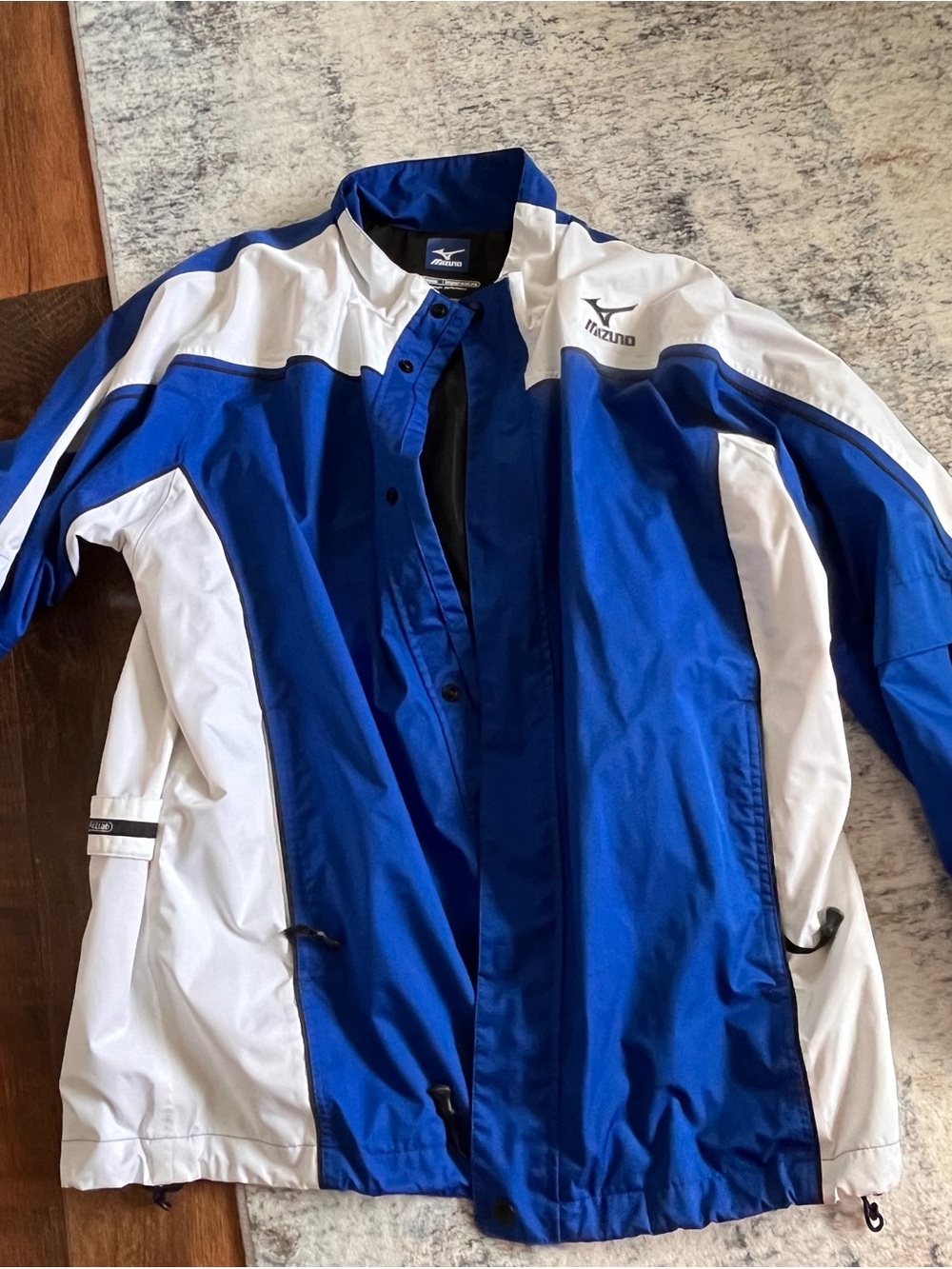 Mizuno Blue and White Men's Athletic Rain Jacket